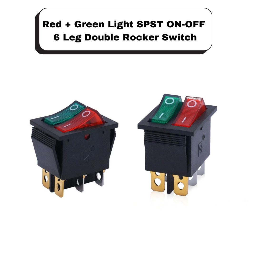 KCD4 KCD8 16A 250V SPST ON-OFF 6 Leg Double Rocker Switch