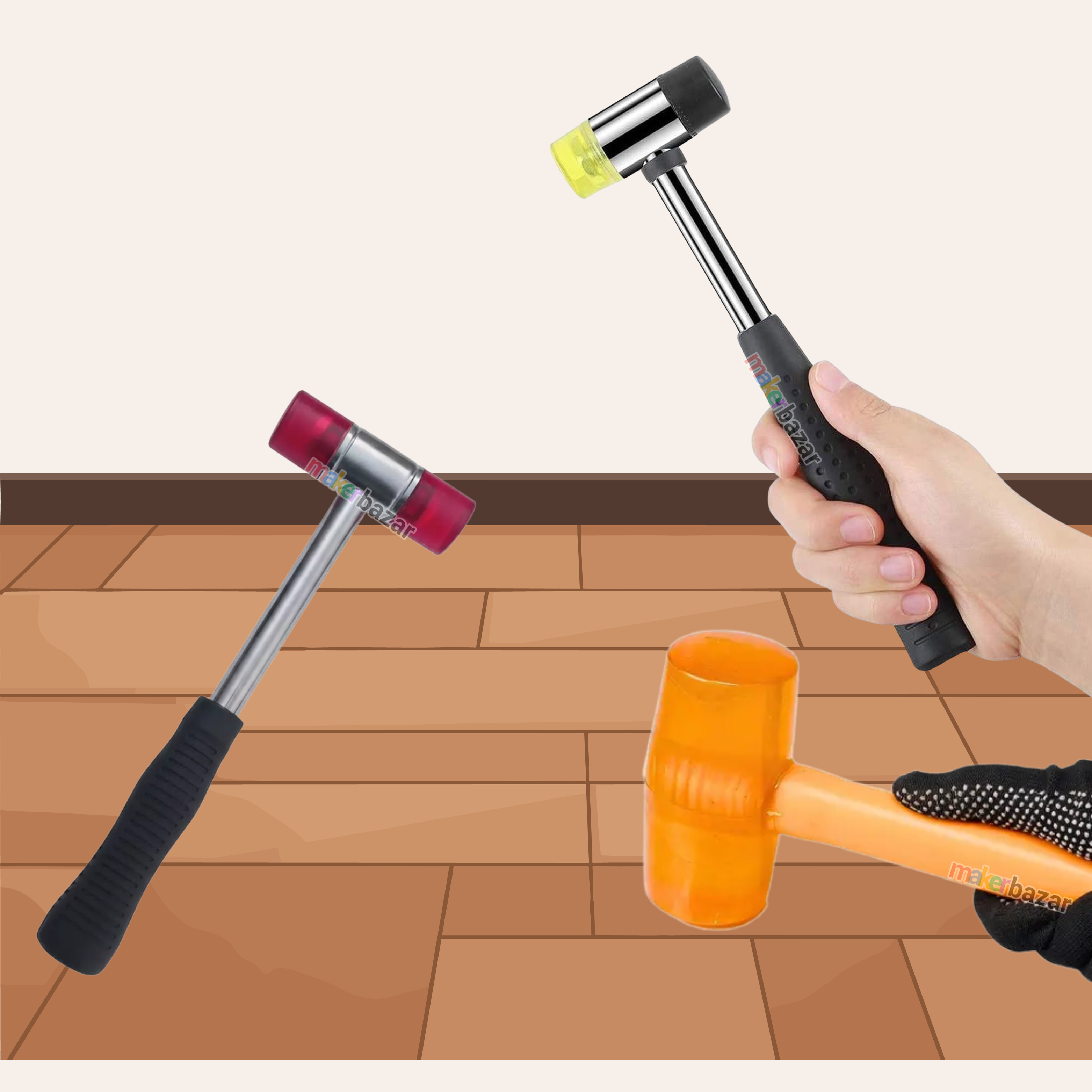 Rubber Hammer Soft Face Mallet for Woodworking and Tiles