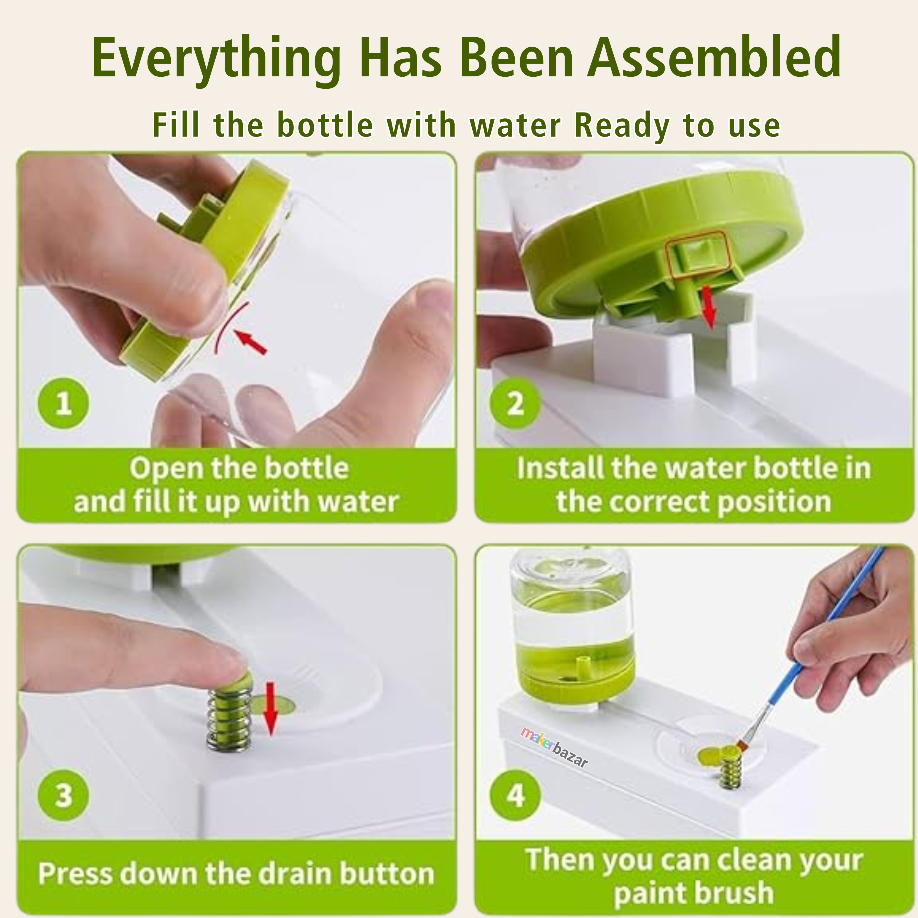 Running Water Paint Brush Cleaner & Rinser Cup with Drain