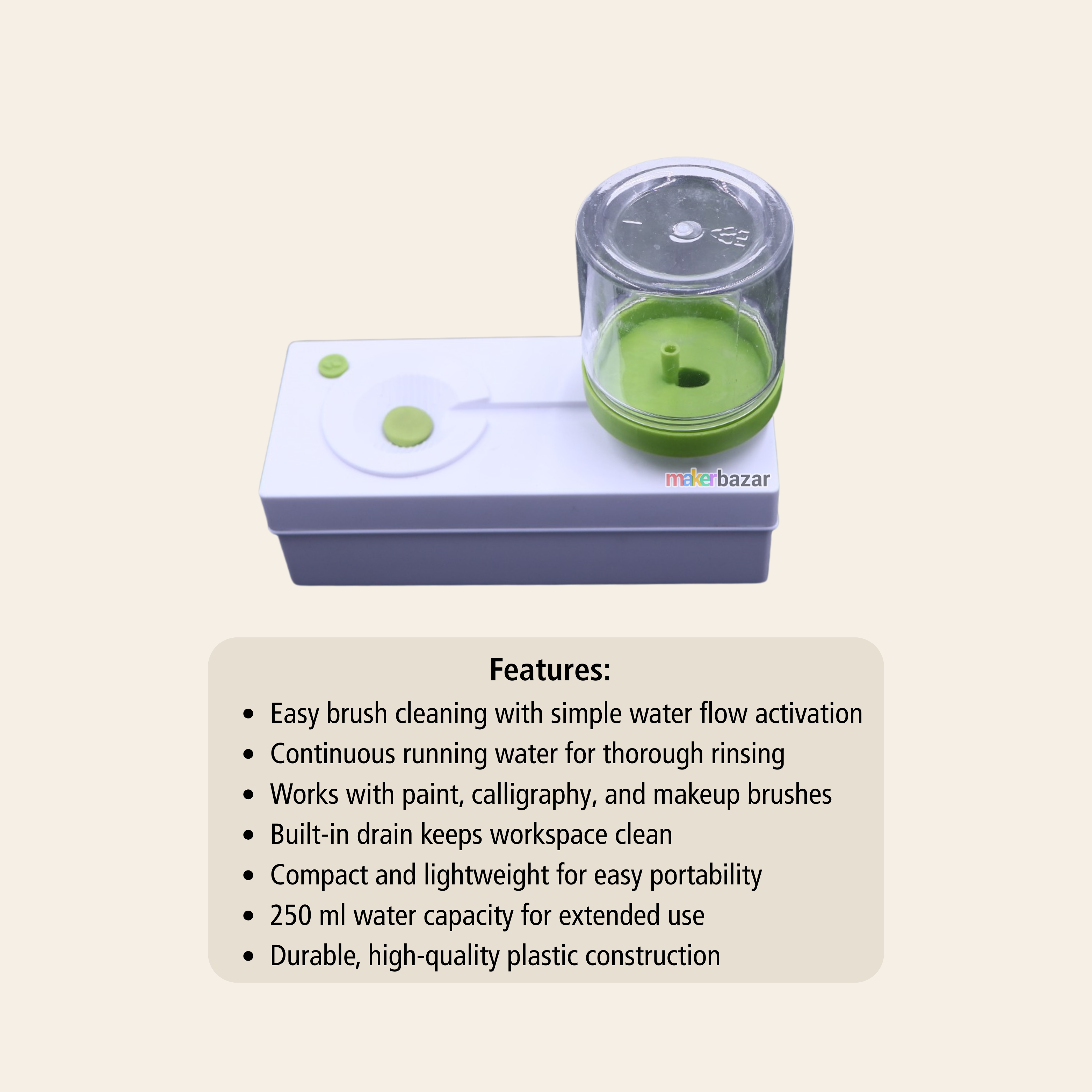 Running Water Paint Brush Cleaner & Rinser Cup with Drain