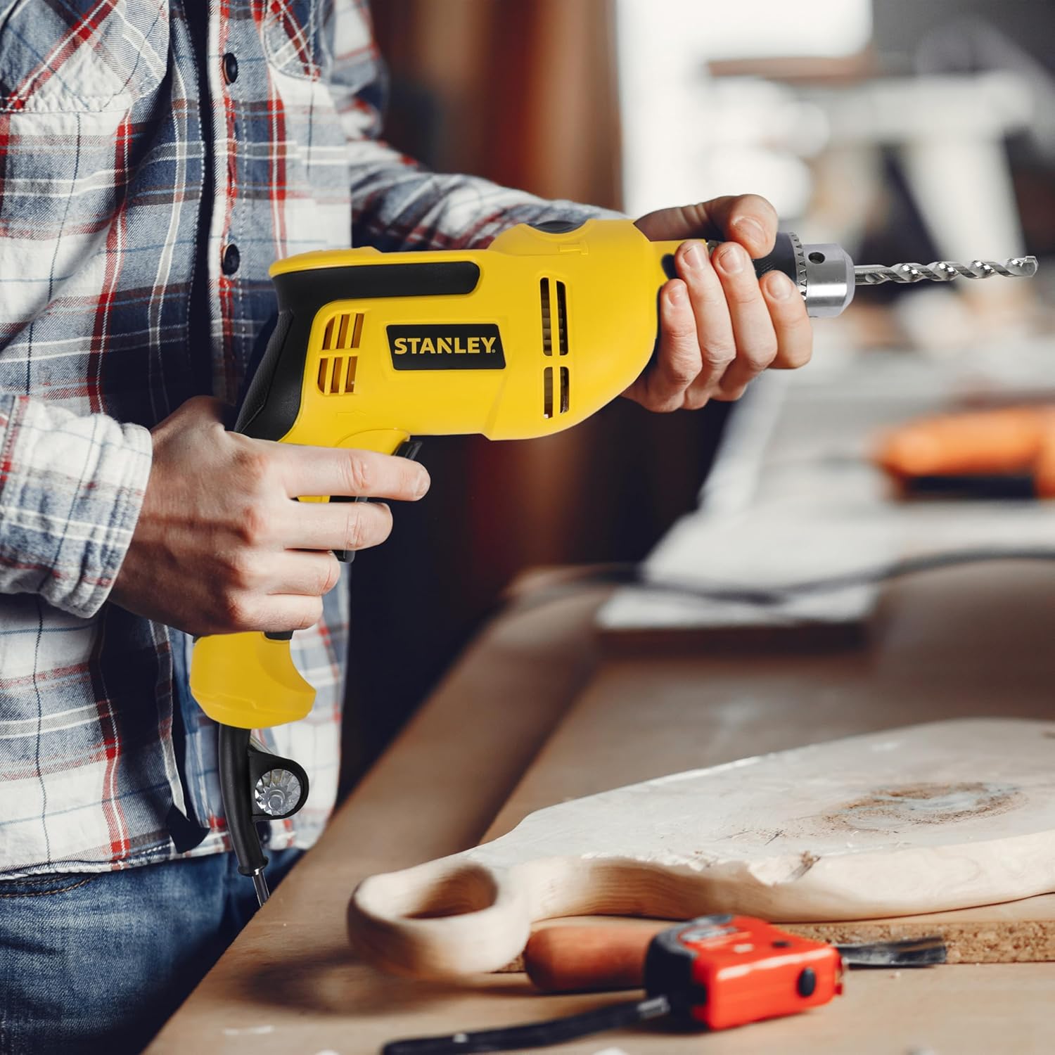 Stanley: SDH550KPA-IN 550W 13mm Corded Single Speed Hammer Drill Machine and Hand Tool Kit (120-Pieces)