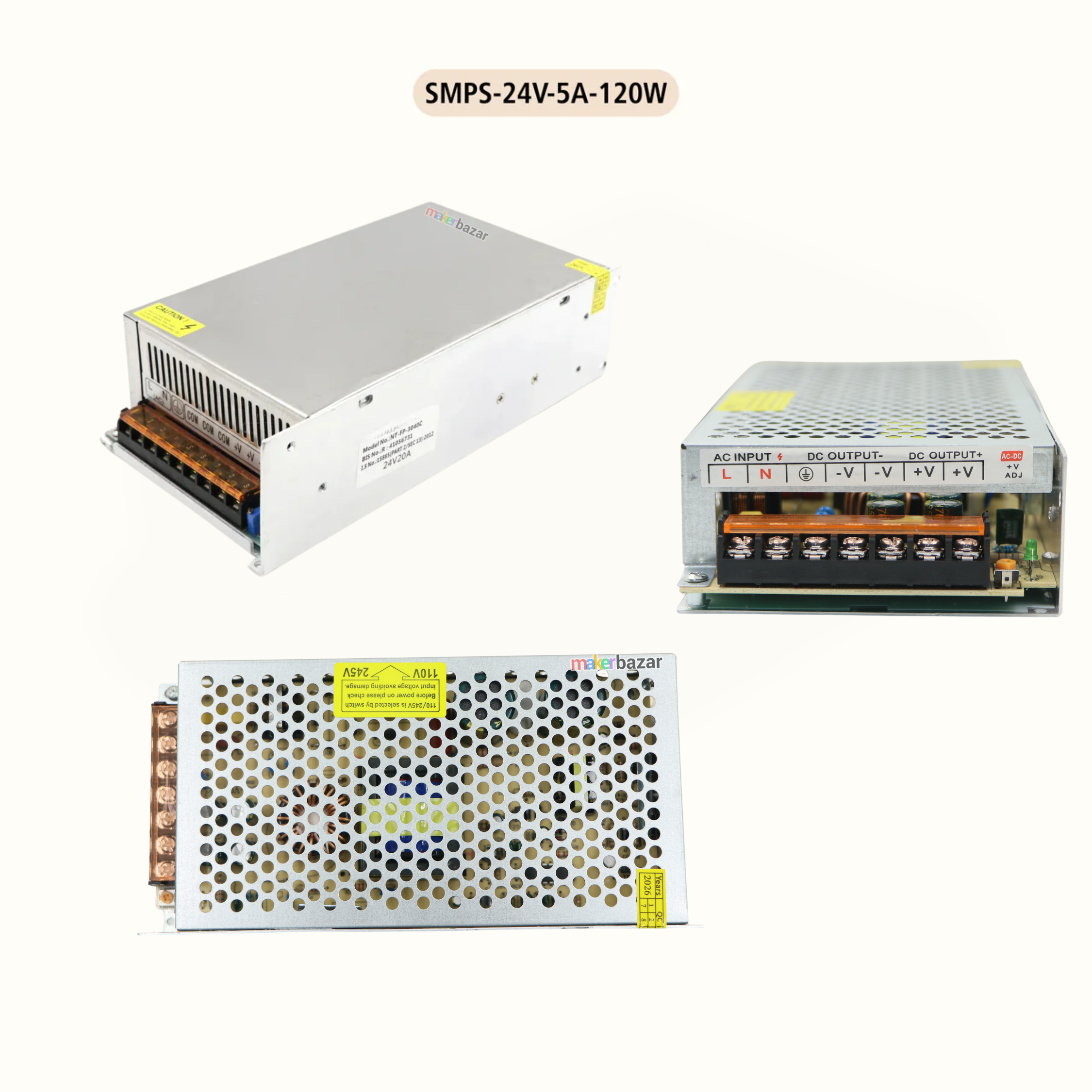 24Volt DC Switch Mode Power Supply (SMPS) Rectangular Metal Casing