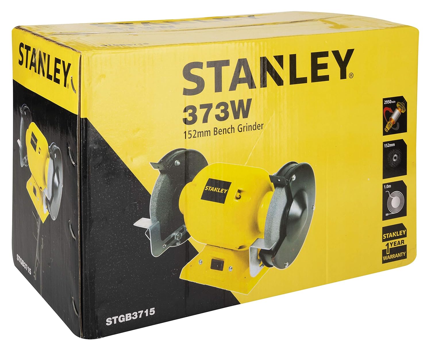 STANLEY STGB3715 373W 152mm Bench Grinder with 2 Eye Shields