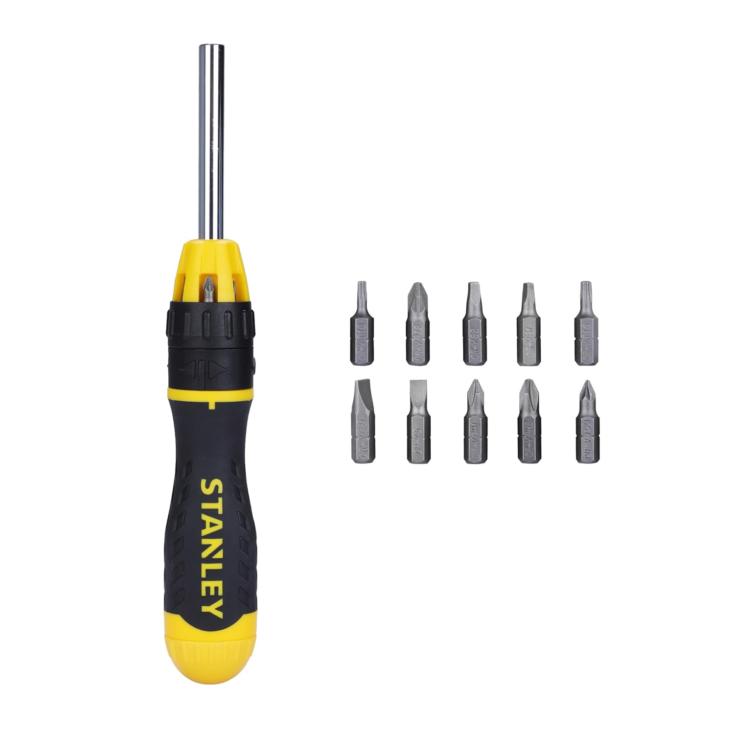 Stanley STHT68010-8 Magnetic Holder Ratcheting Screwdriver with 10 Bits