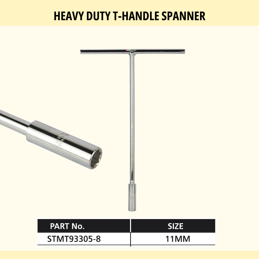 Heavy-duty T-handle spanner with specifications on a beige background