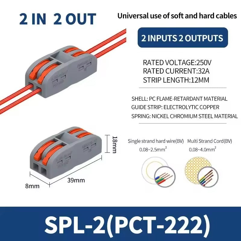 PCT-SPL Pole Wire Connector Terminal Block with Spring Lock Lever for Cable Connection