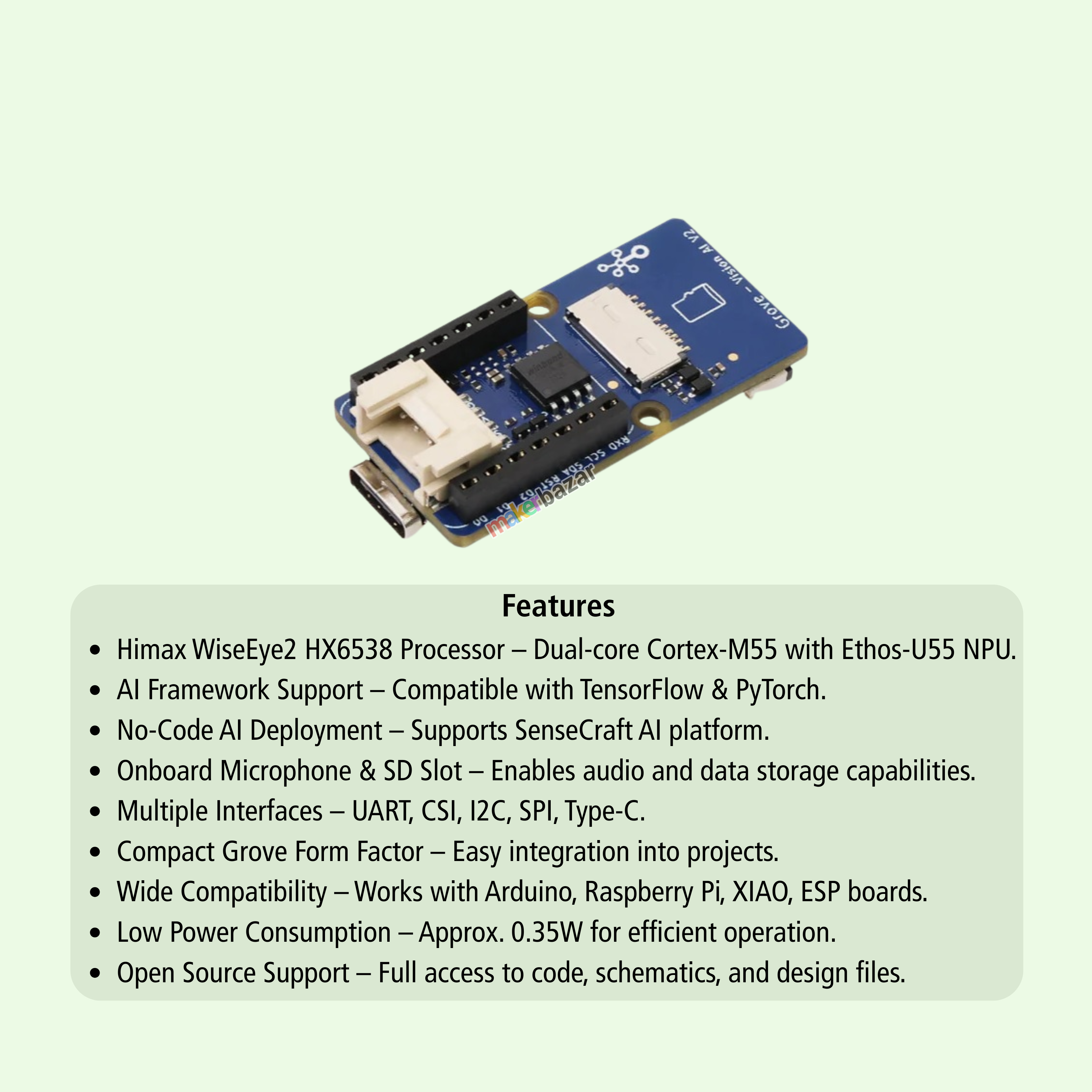 Seeed Studio Grove Vision AI Module V2 Cortex-M55 Ethos-U55 AI Board