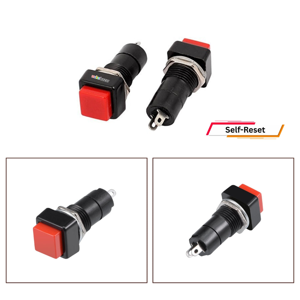 14.5x39mm Square Flat 12mm Push Button Switch SPST