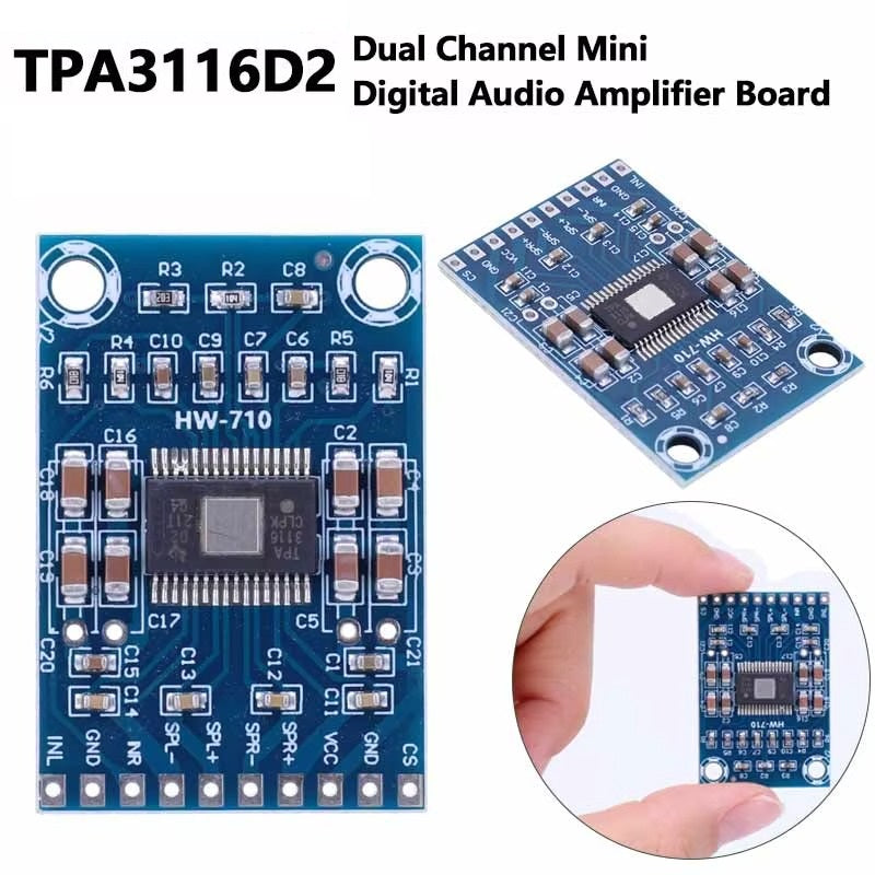 XH-M564 DC12-24V 2x50W Dual Channel TPA3116D2 Power Amplifier Board D Class 50W+50W