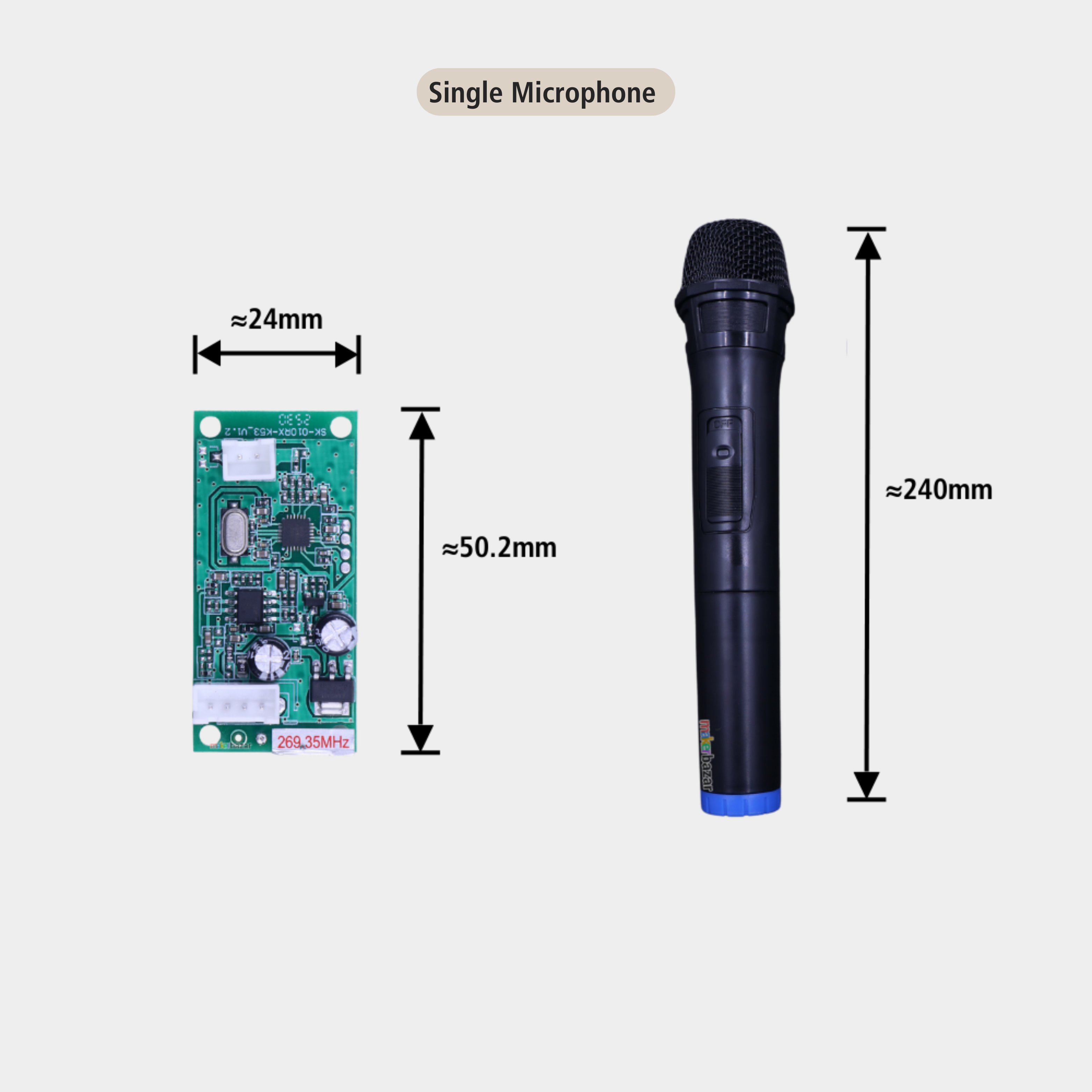 Wireless Microphone with Portable Receiver Module (Single/Dual)
