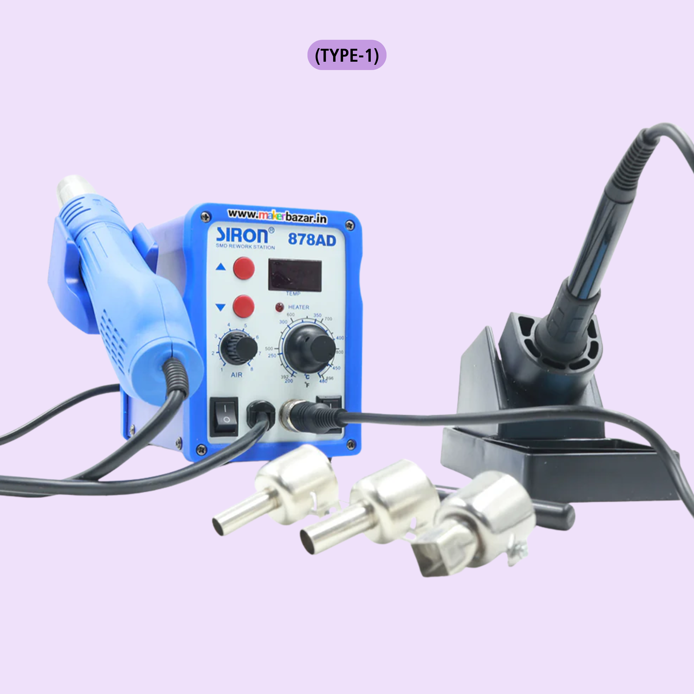 Siron: 878AD 2-in-1 Digital SMD Rework Station