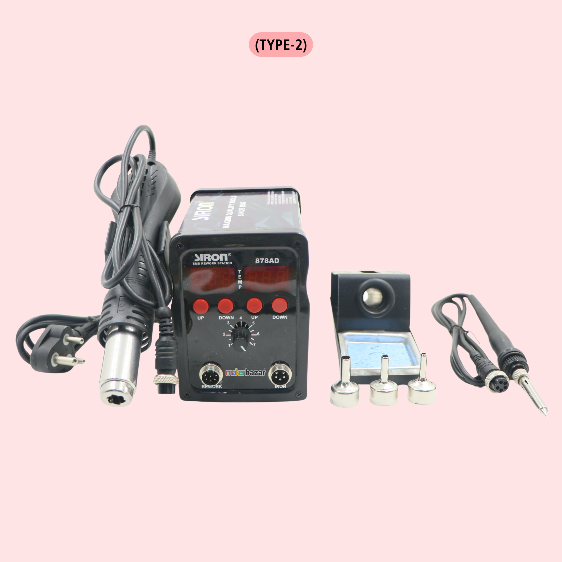 Siron: 878AD 2-in-1 Digital SMD Rework Station
