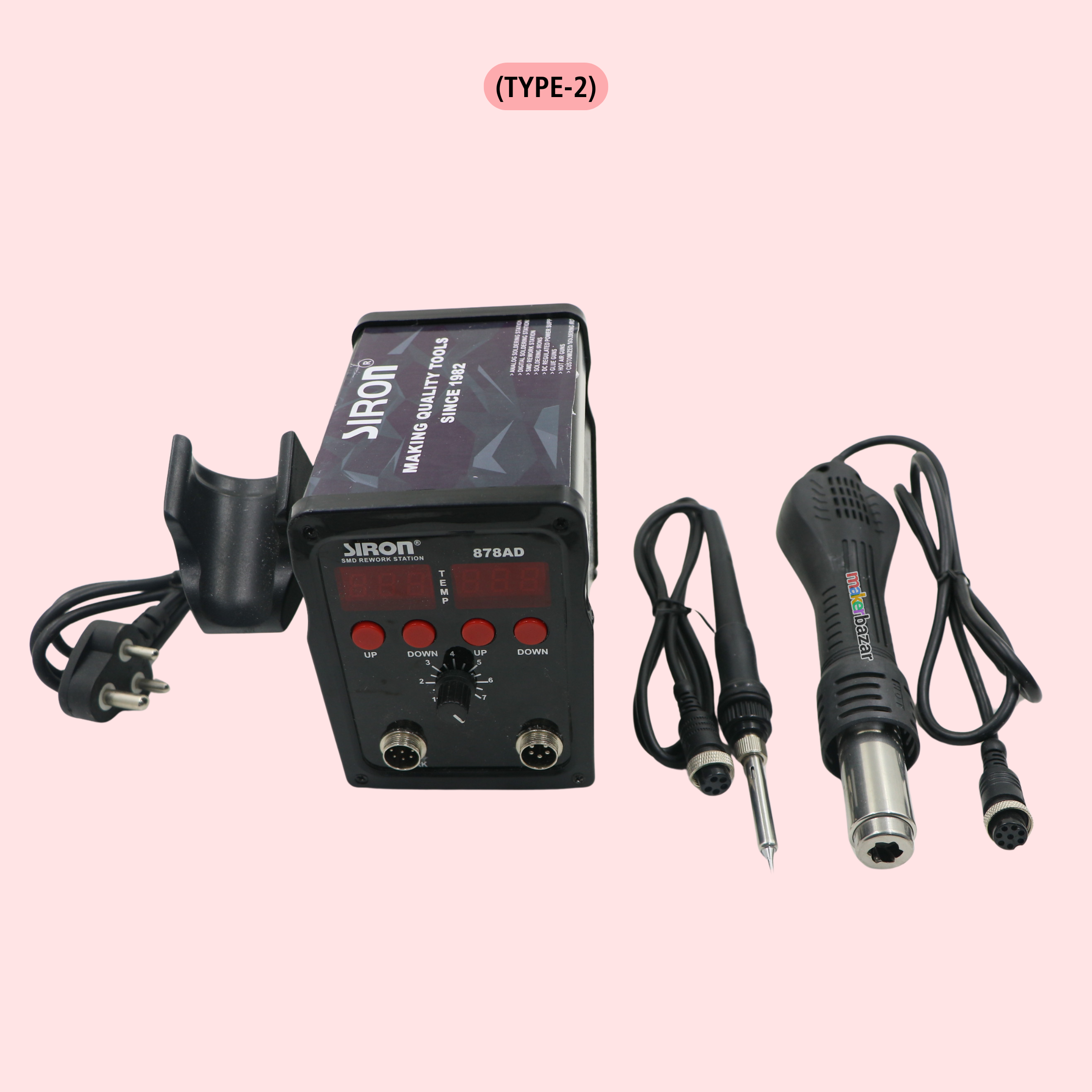 Siron: 878AD 2-in-1 Digital SMD Rework Station