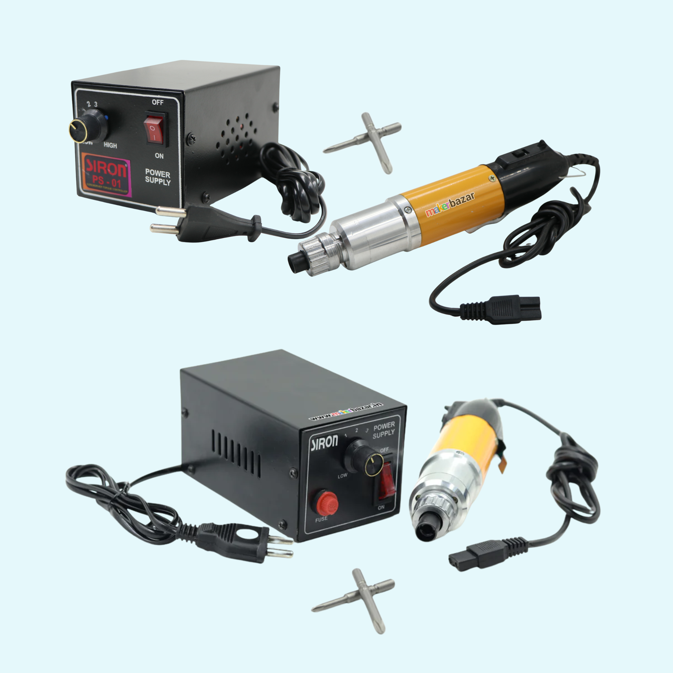 Siron: Electric Screwdriver with Power Supply 24V/36V DC |with 2 Bits and Power Supply