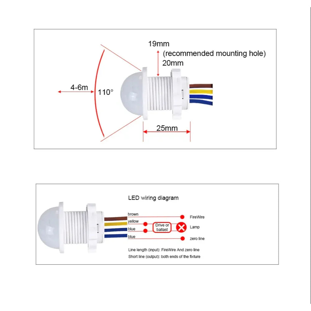 PIR Motion Sensor Switch Mountable Movement Detector