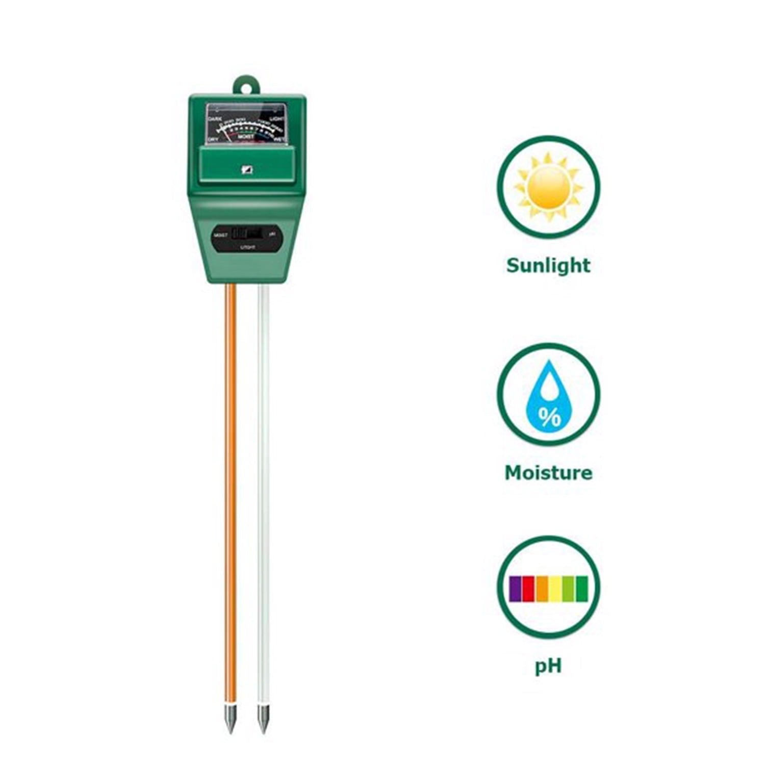Three Way Soil Meter For Moisture, Light Intensity and pH Testing Meter