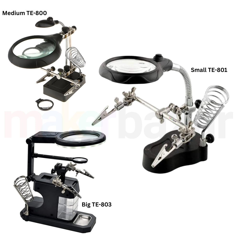 Third Helping Hand Soldering Iron Stand with Magnifier, Auxiliary Clips and LEDs