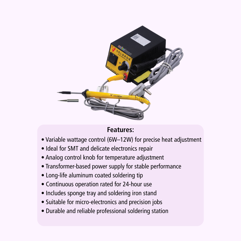Soldron Micro Variable Wattage Soldering Station with RCA Socket (6–12W)