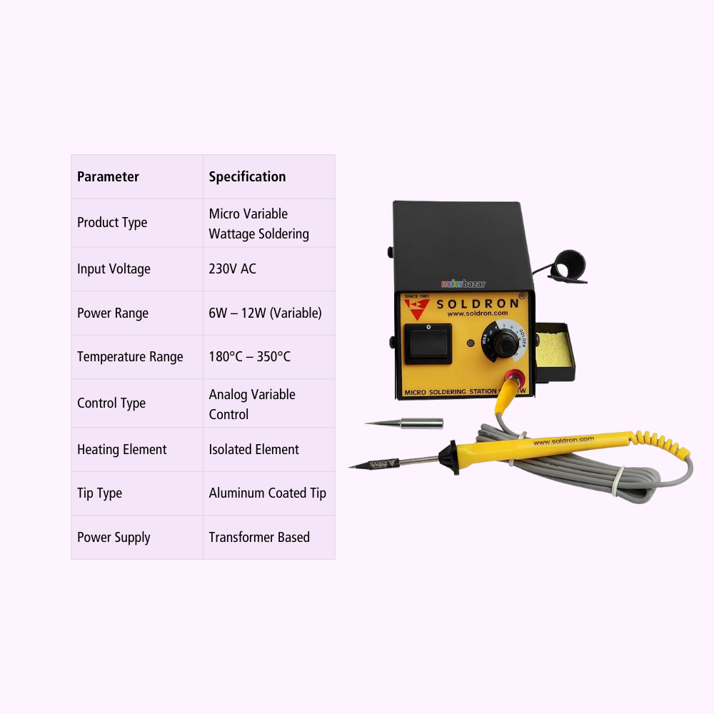 Soldron Micro Variable Wattage Soldering Station with RCA Socket (6–12W)