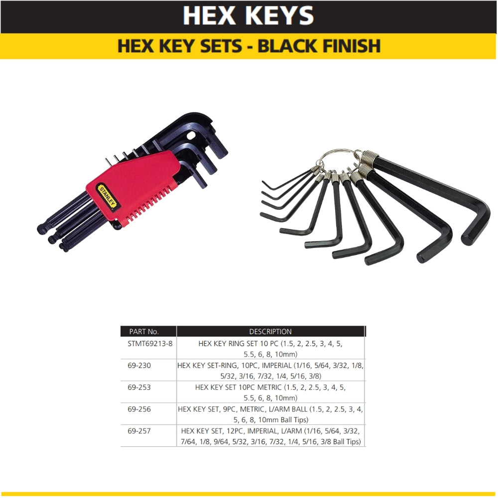 Stanley: Allen Hex Key Set - Black Finish