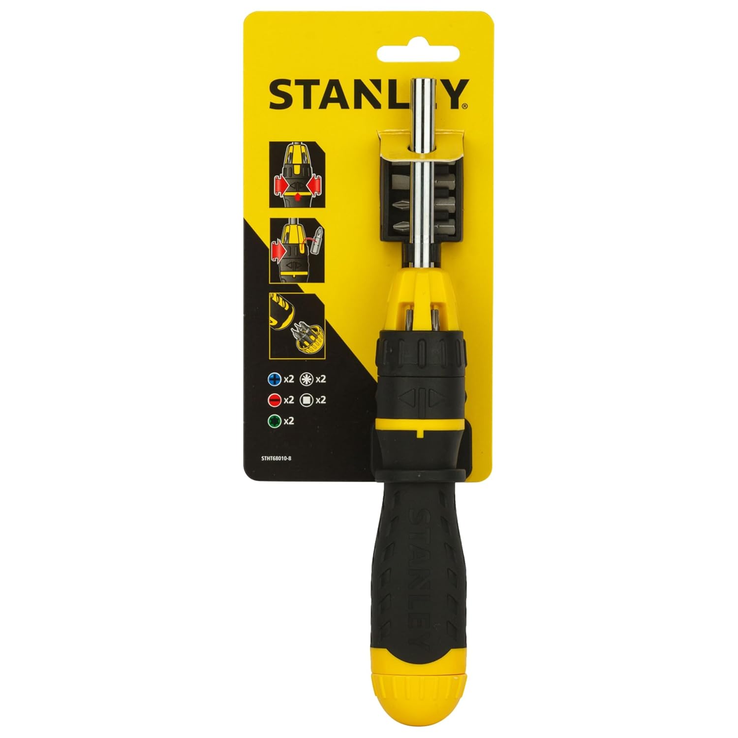 Stanley STHT68010-8 Magnetic Holder Ratcheting Screwdriver with 10 Bits