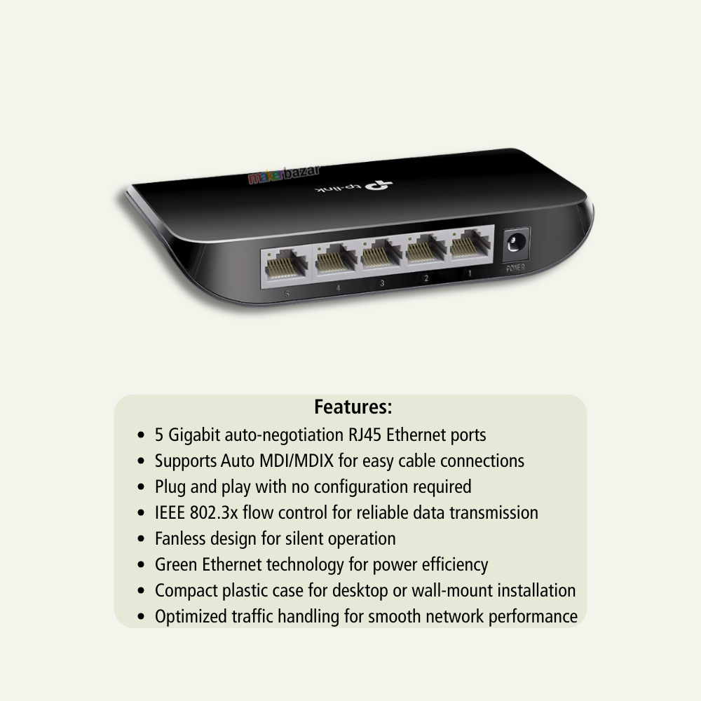 TP-Link TL-SG1005D 5-Port Gigabit Ethernet Switch Hub
