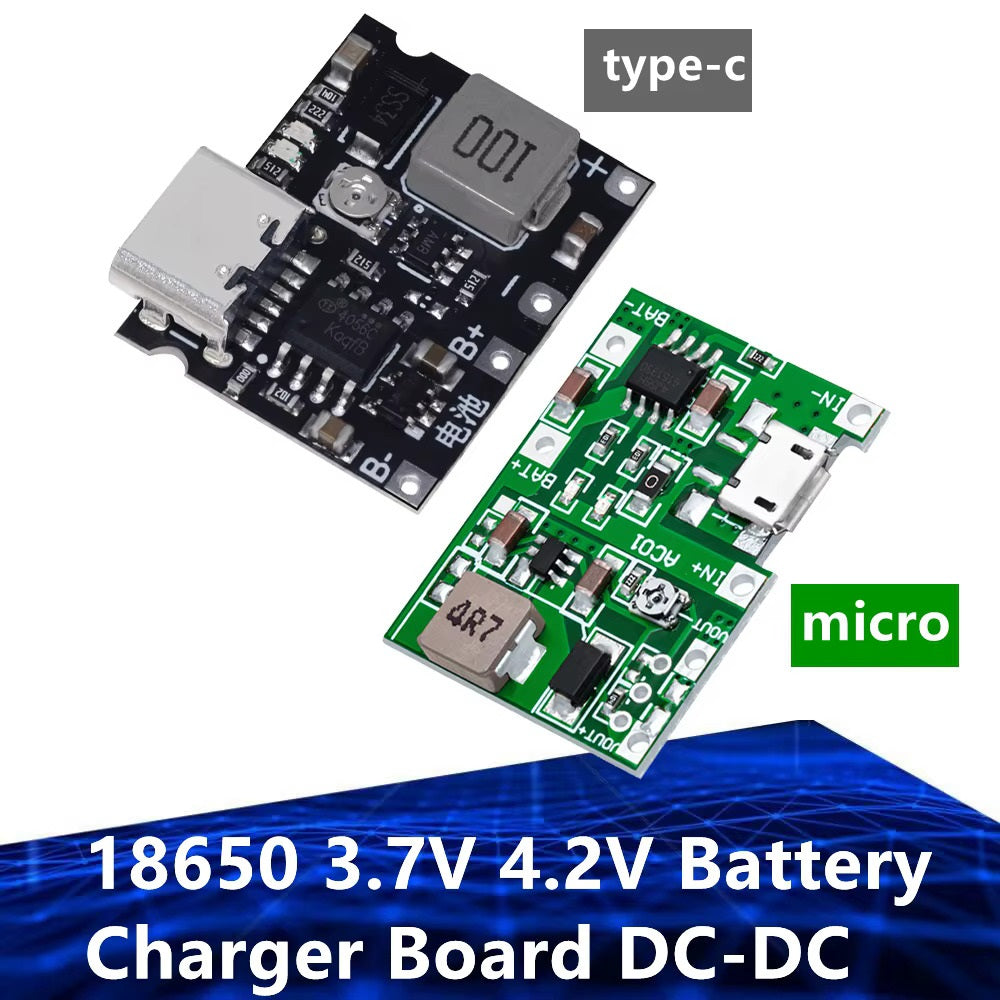 TP4056 Li-ion 18650 3.7V 4.2V Battery Charger Board DC-DC Step Up Boost Module