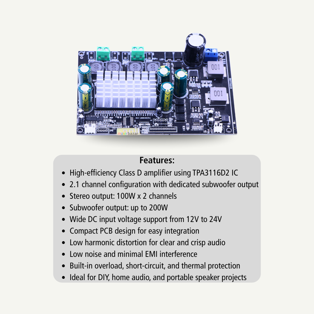 TPA3116D2 Dual IC 200W Class D 2.1 Amplifier Board