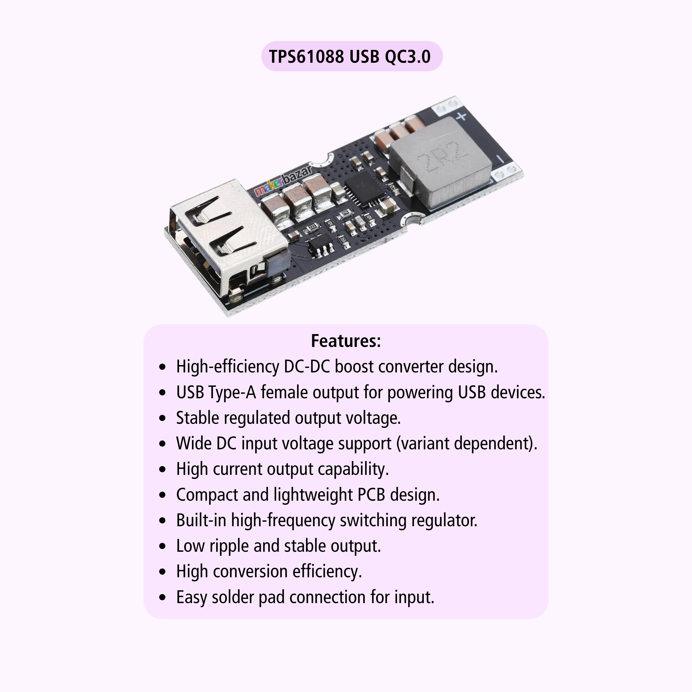 TPS61088 USB QC3.0 Fast Charging DC-DC Boost Converter Module