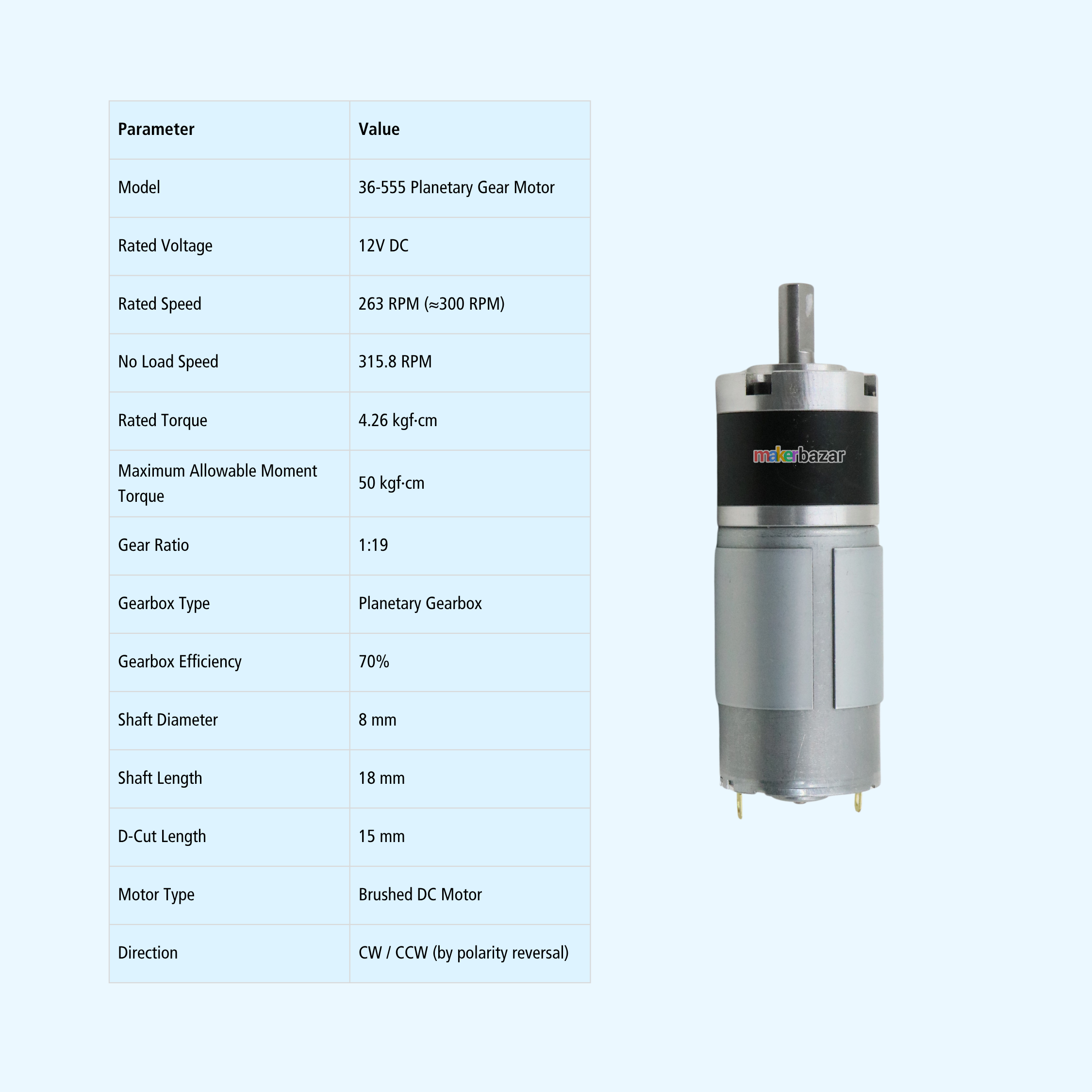 PG36-555 Planetary Gear 12V High Torque Metal Gear DC Motor