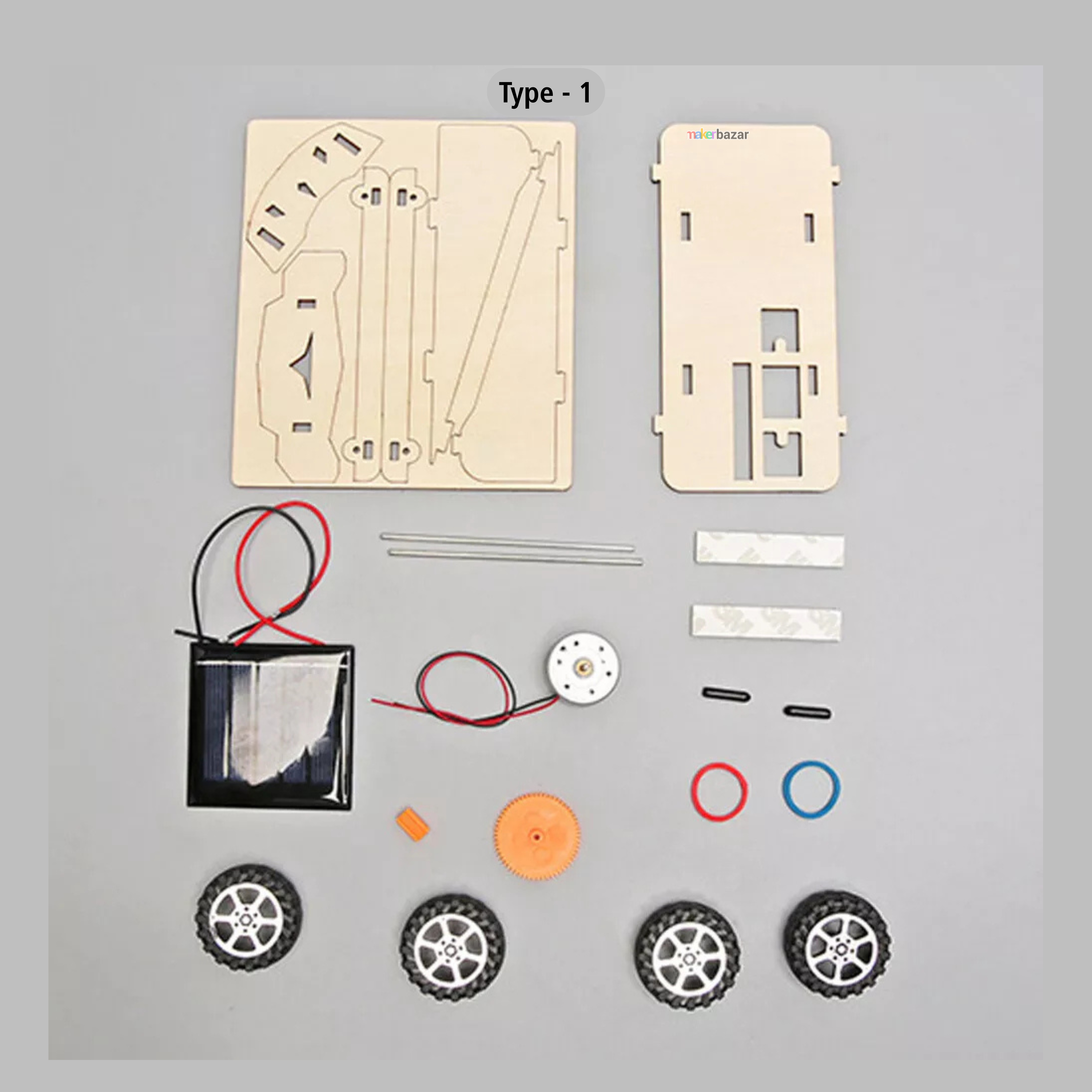 Wooden DIY Solar Panel Car Learning Toy Science Kit