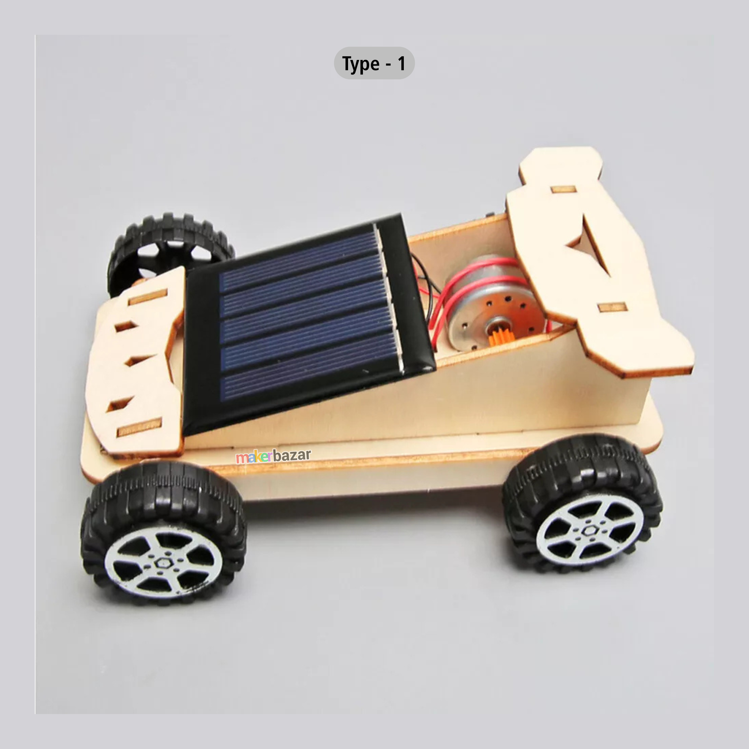 Wooden DIY Solar Panel Car Learning Toy Science Kit