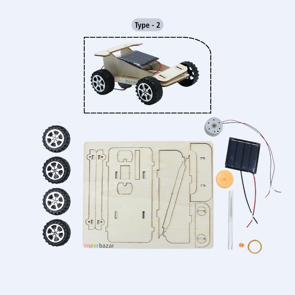 Wooden DIY Solar Panel Car Learning Toy Science Kit