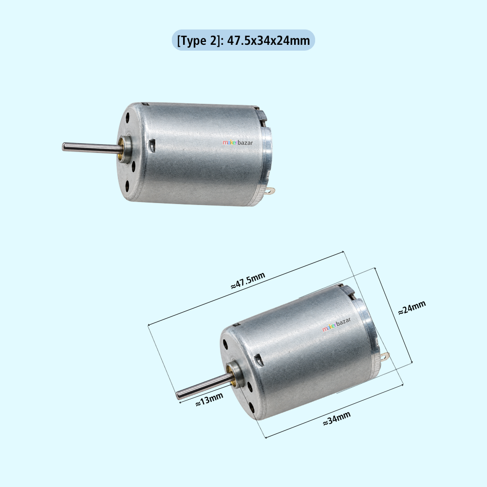 34x24mm Sealed High Speed & Low Torque Round DC Motor - 6V/12V