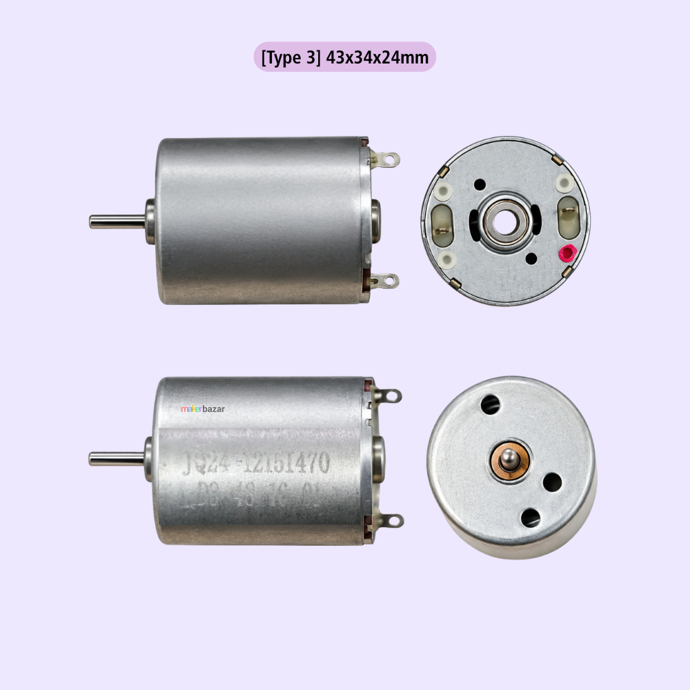34x24mm Sealed High Speed & Low Torque Round DC Motor - 6V/12V