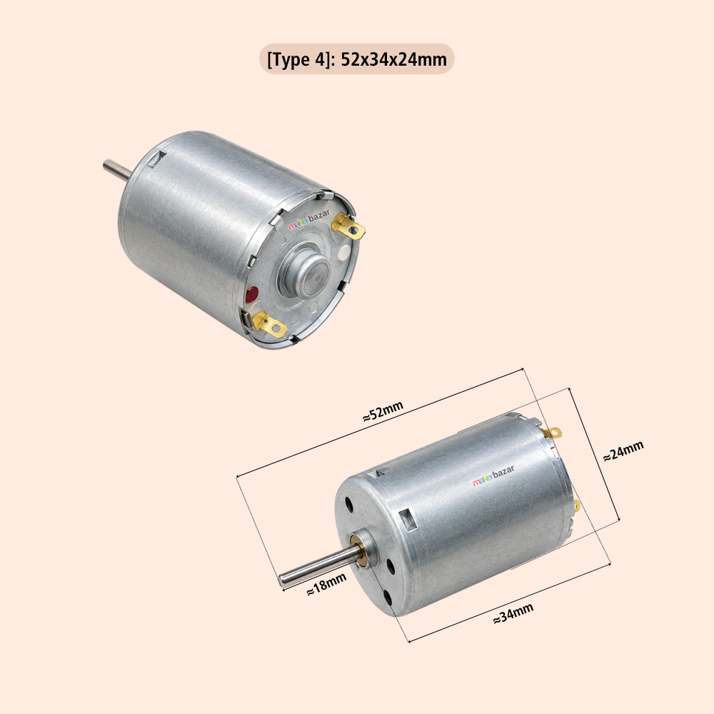 34x24mm Sealed High Speed & Low Torque Round DC Motor - 6V/12V