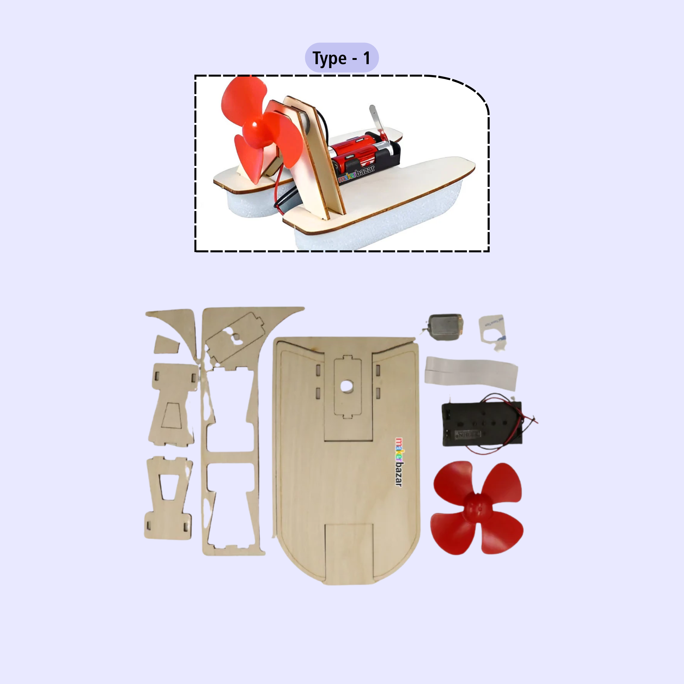 DIY Wooden Hovercraft Electric Wind Power Boat STEM Learning Kit
