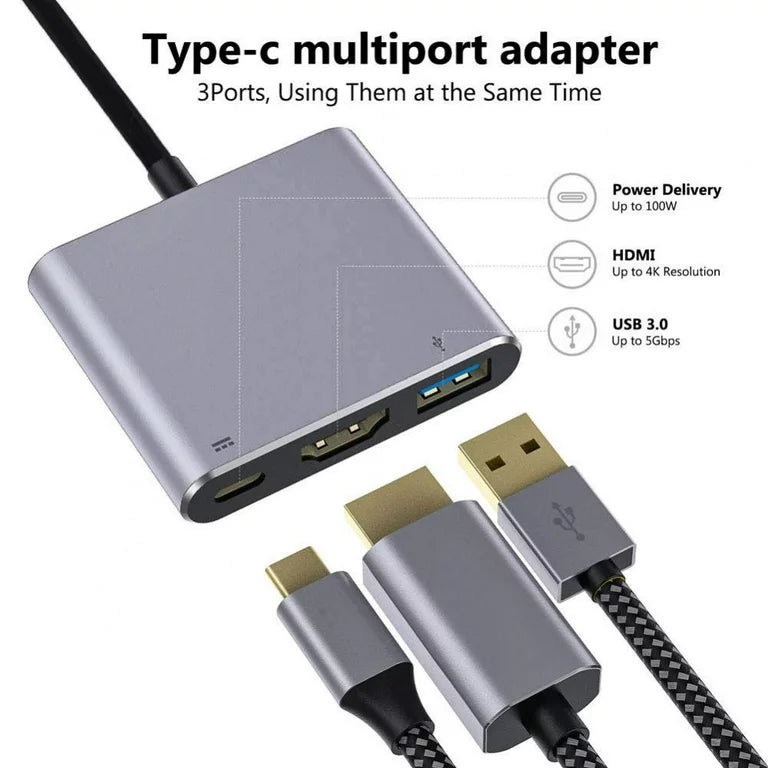 USB-C Digital AV Multiport Adapter, USB 3.1 Type-C to HDMI Adapter, USB 3.0 HUB with 1 Charging Port