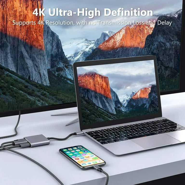 USB-C Digital AV Multiport Adapter, USB 3.1 Type-C to HDMI Adapter, USB 3.0 HUB with 1 Charging Port