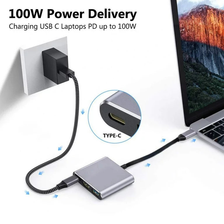 USB-C Digital AV Multiport Adapter, USB 3.1 Type-C to HDMI Adapter, USB 3.0 HUB with 1 Charging Port