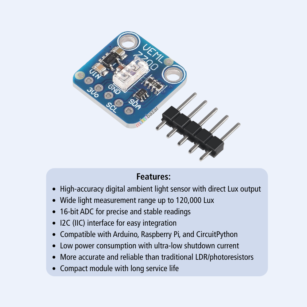 VEML7700 Ambient Light Sensor Module 16-Bit I2C 3.3V–5V