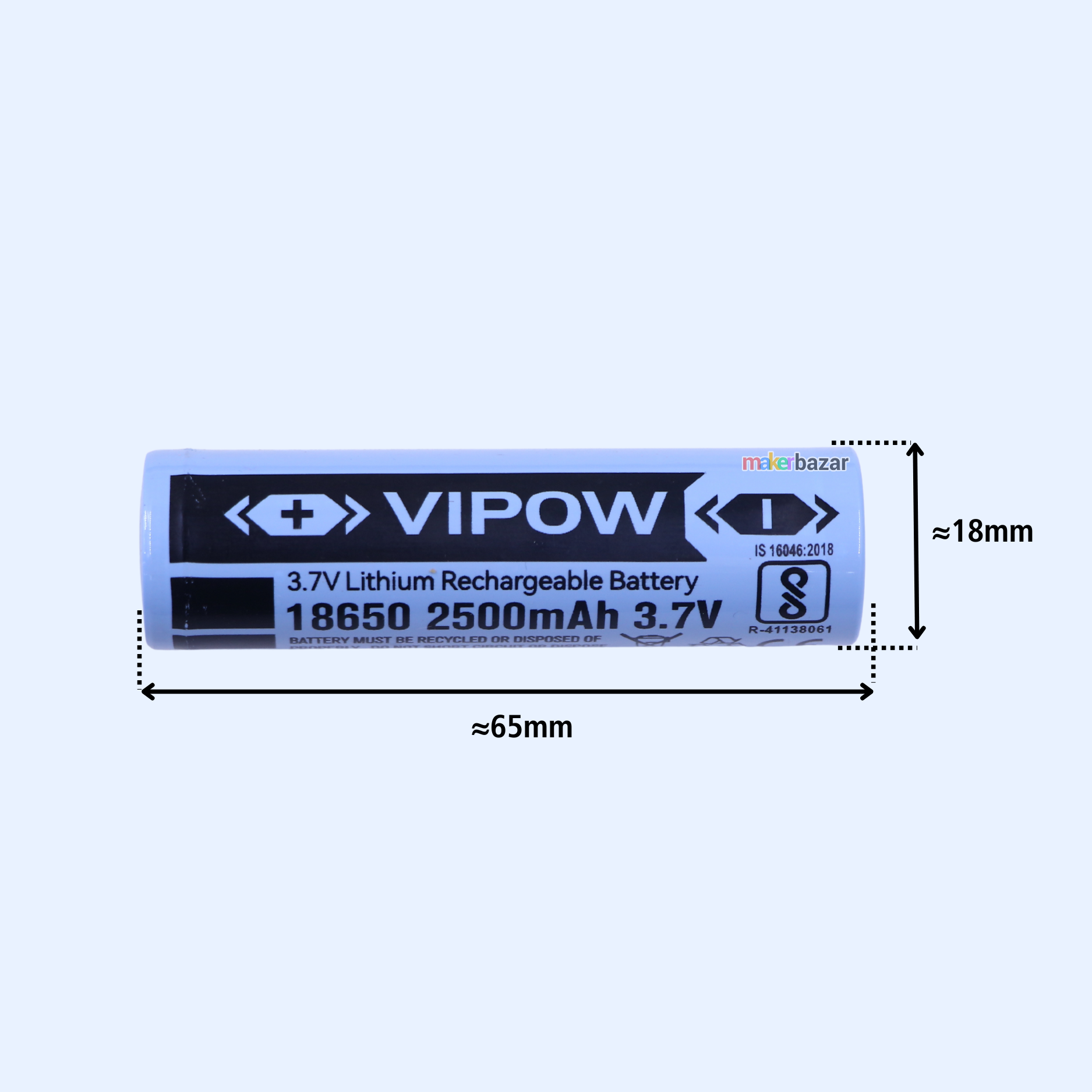VIPOW: 3.7V 18650 Cell Li-ion Rechargeable Battery