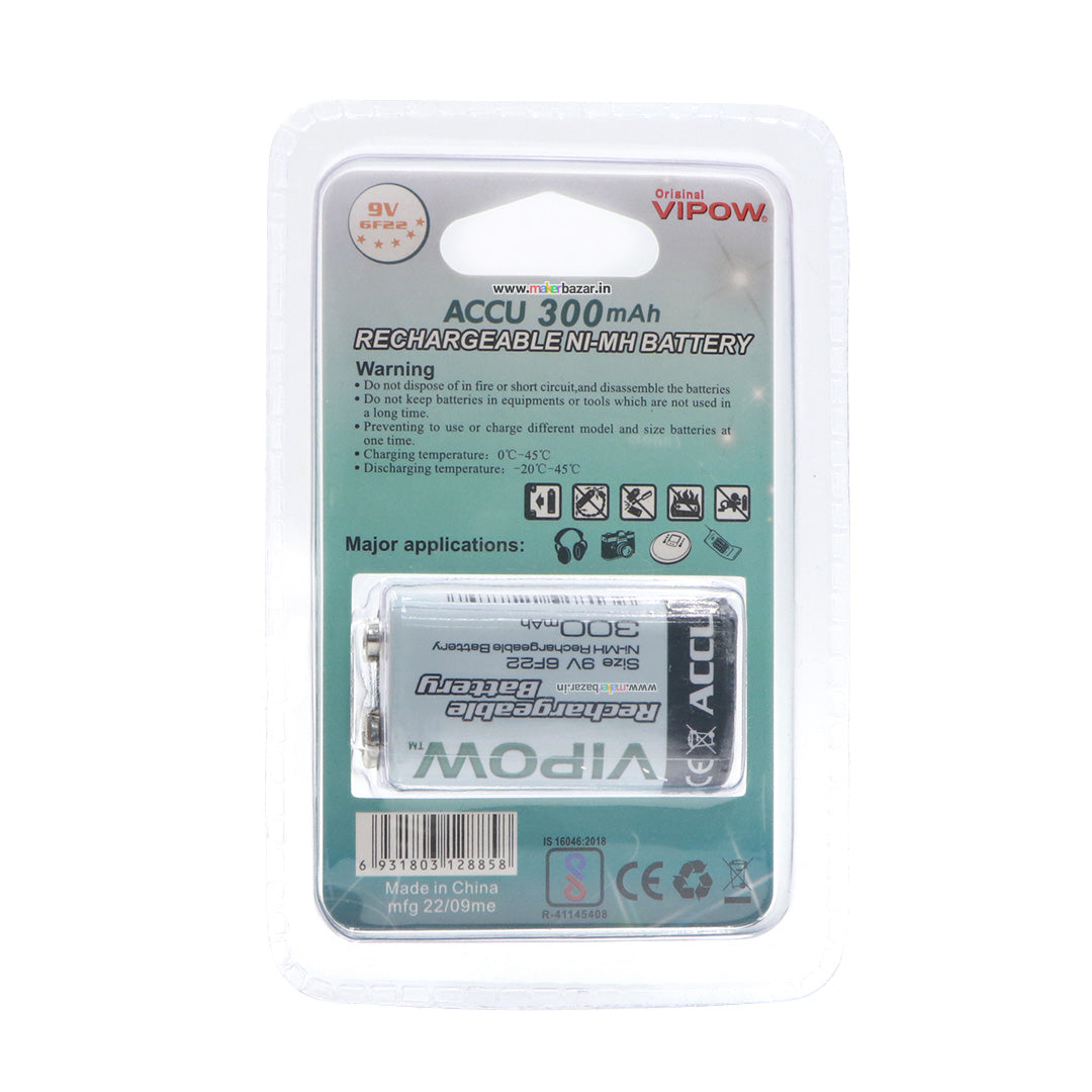 Vipow: ACCU 9Volt 300mAh Rechargeable NI-MH Battery