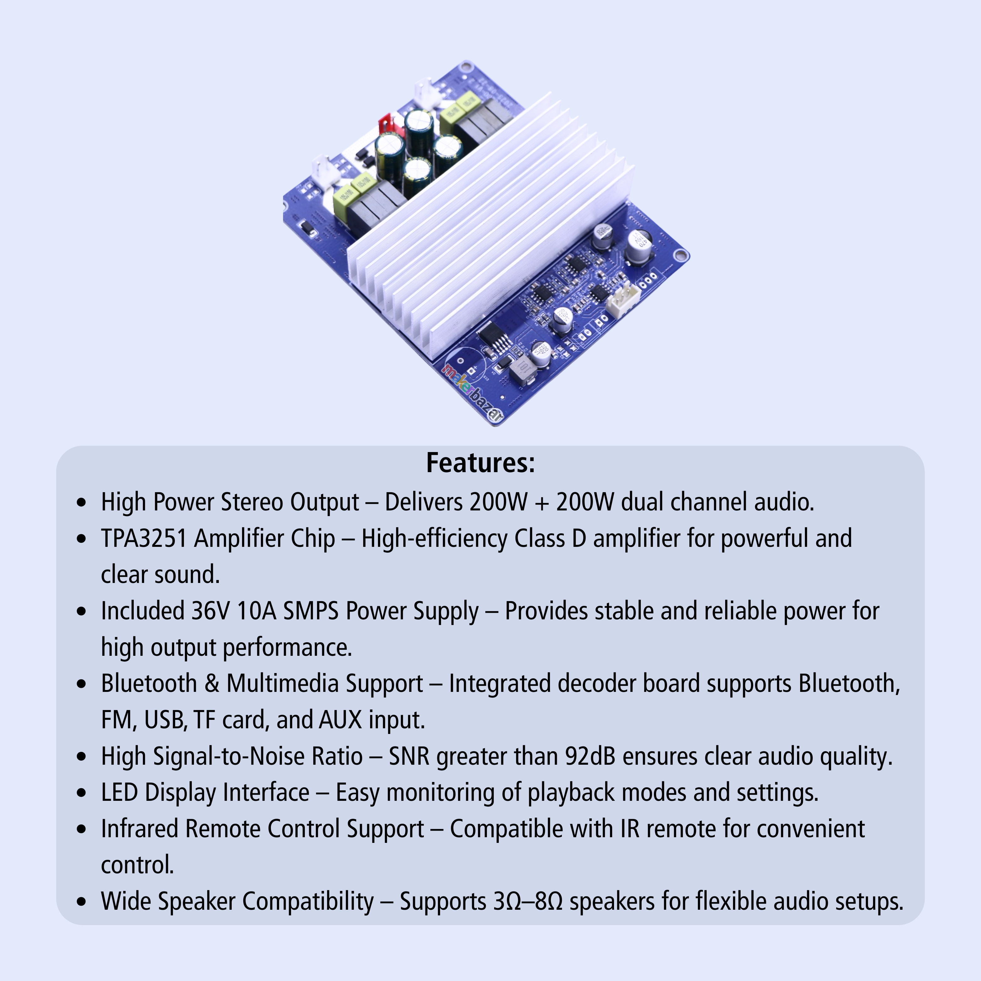 Vire-2C200 TPA3251 200W+200W Stereo Class D Amplifier