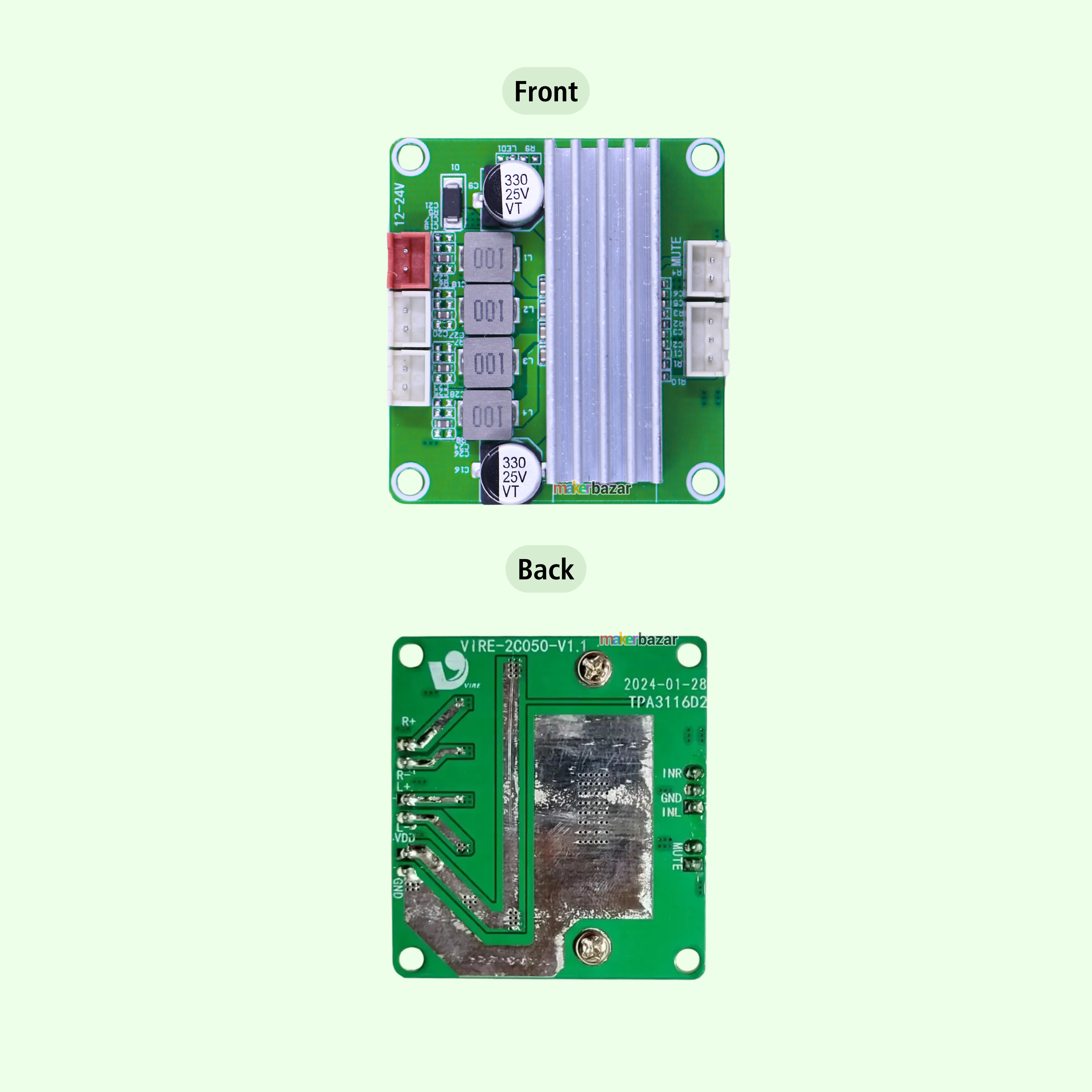 Vire-2C50-V1.1 TPA3116D2 50W+50W Stereo ClassD Amplifier Board