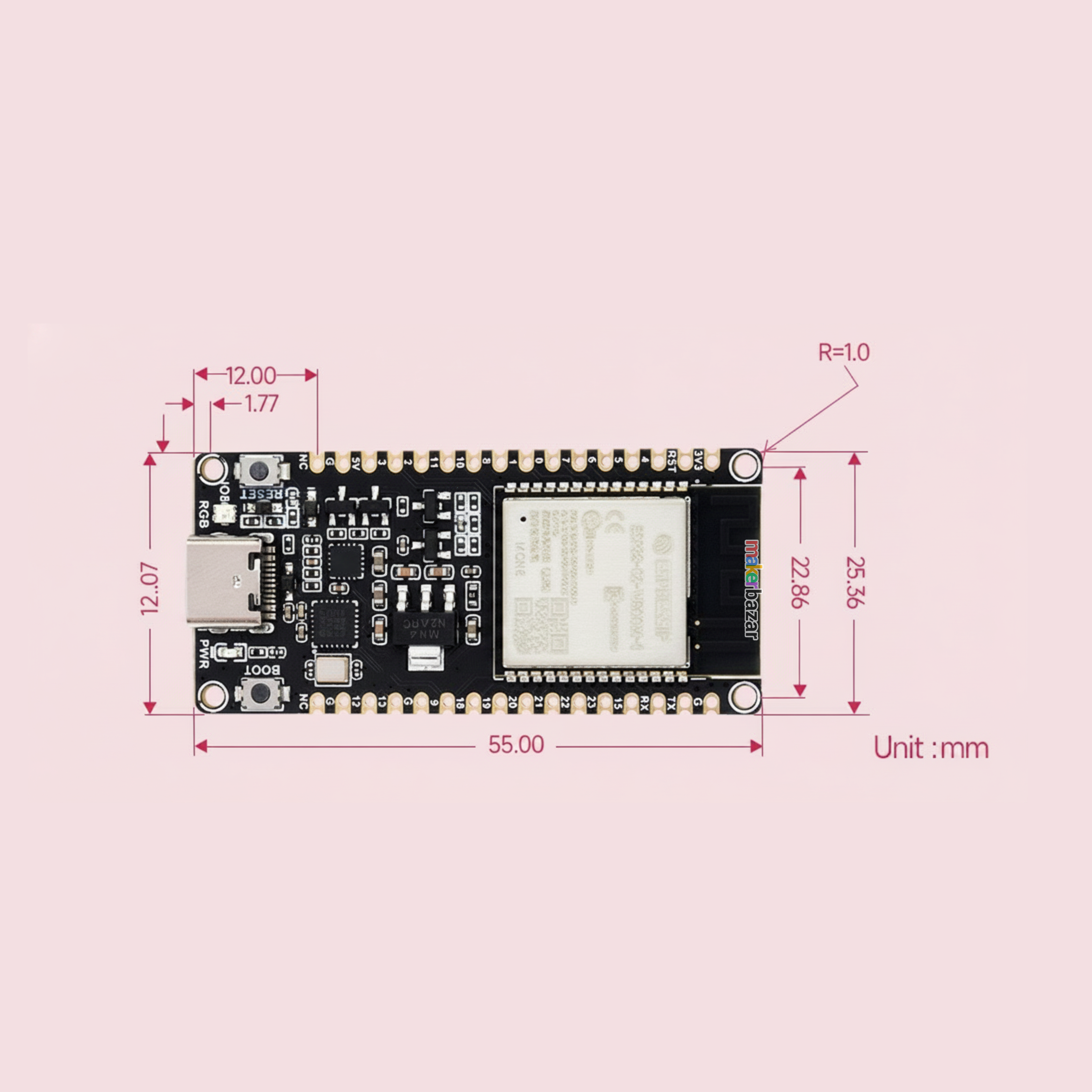 Waveshare ESP32-C6 WiFi 6 Dev Board Kit NX