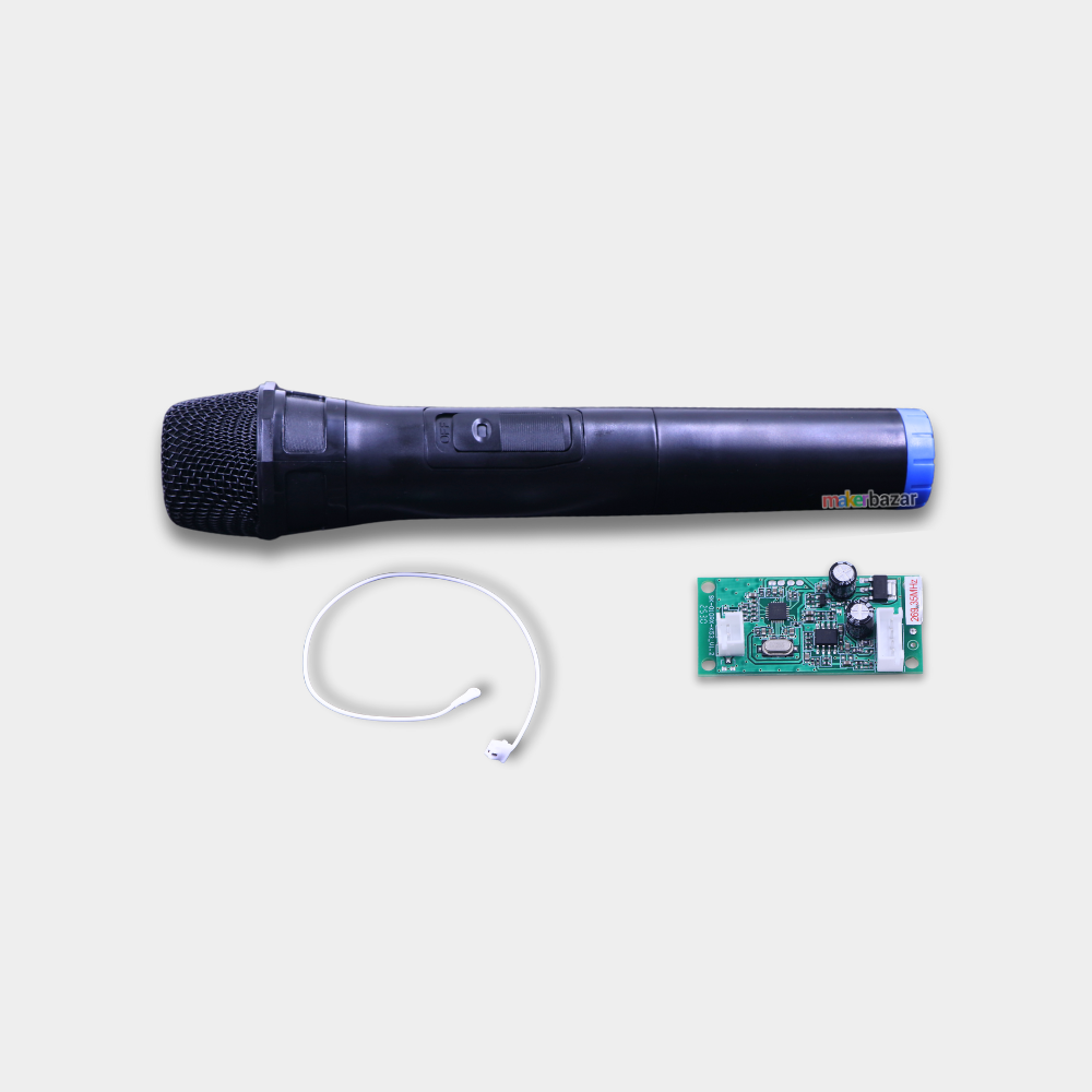 Wireless Microphone with Receiver Module and On-Off Switch with Onboard/Wired anteena