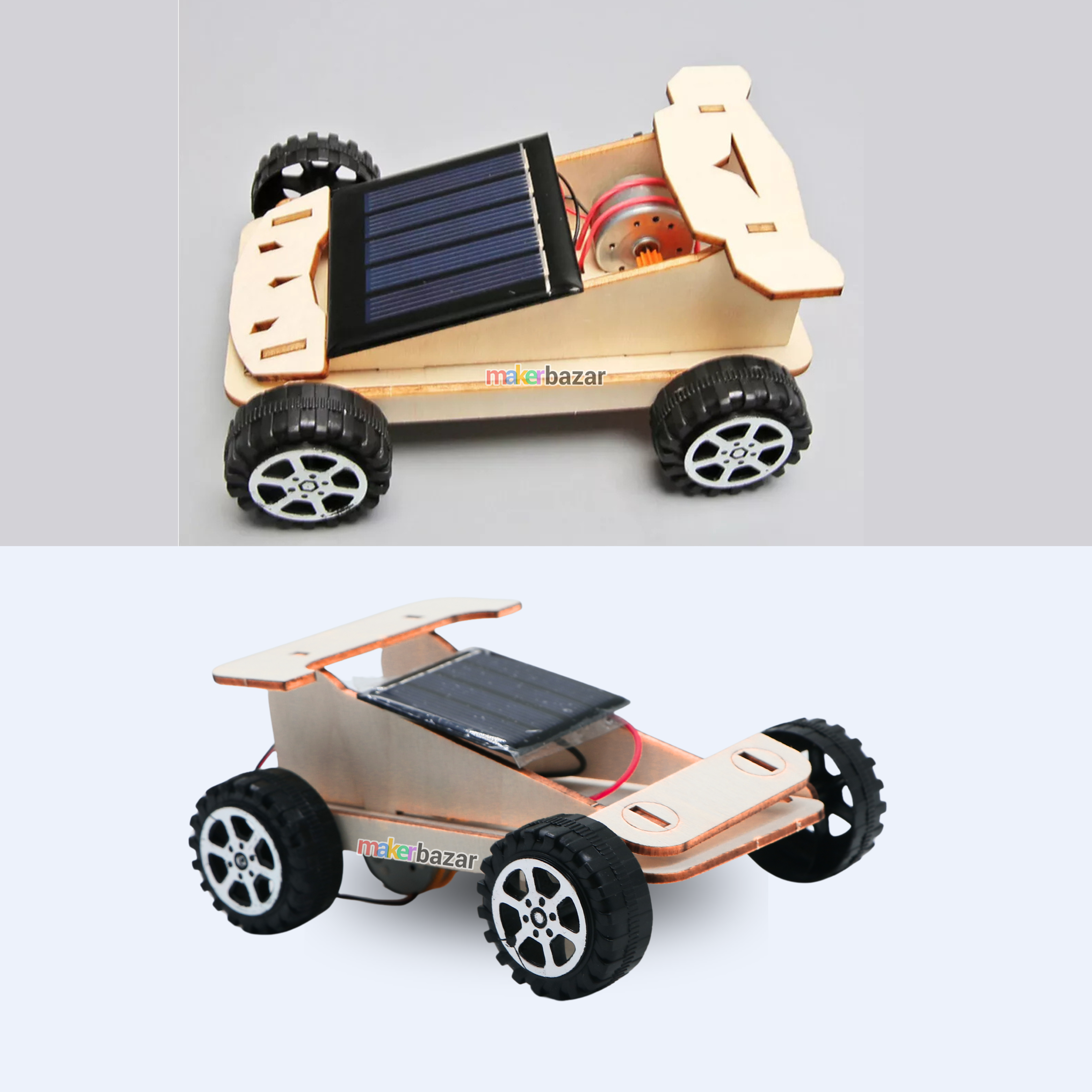 Wooden DIY Solar Panel Car Learning Toy Science Kit