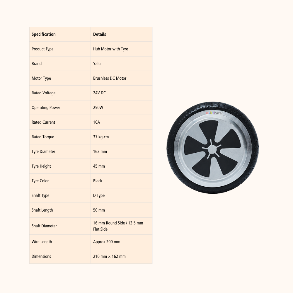Yalu 6-Inch Brushless Hub Motor with Tyre