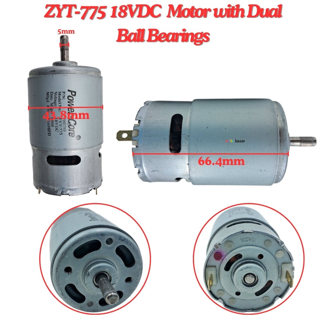 Buy Dual Bearing ZYT-775 18V High-Torque Motor | Makerbazar